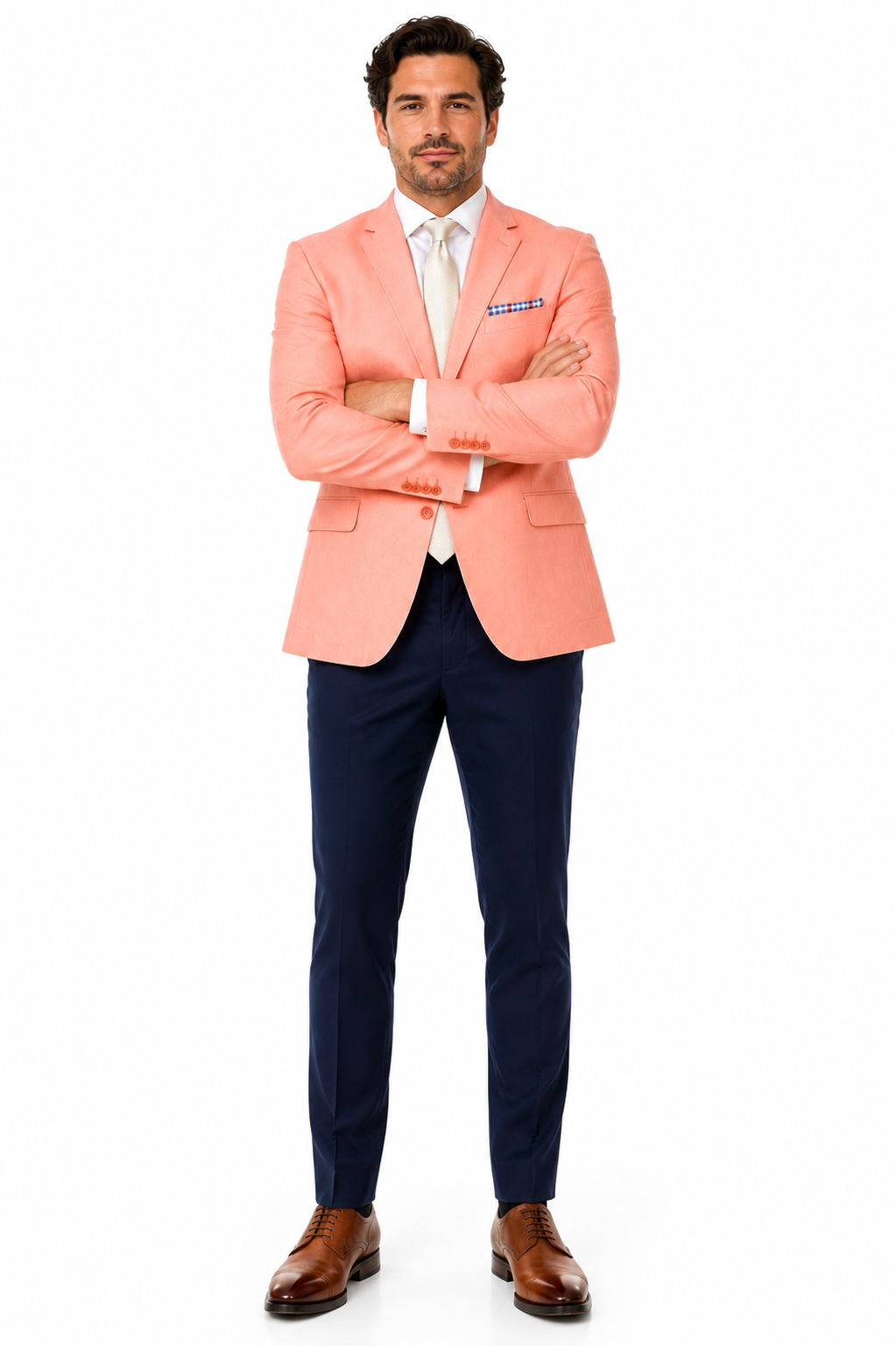 Mens Chambray Sportcoat - Chambray Blazer - Summer Cotton Blazer Peach Orange