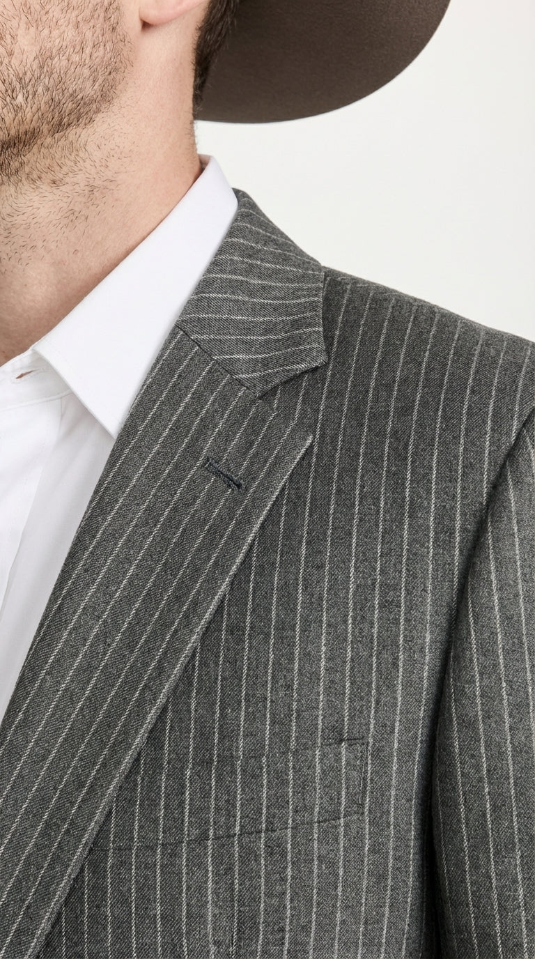 Mens Charcoal Gray Pinstripe Western Blazer – Classic Cowboy Style Jacket for Business, Formal and Smart Casual Wear - 34 Short