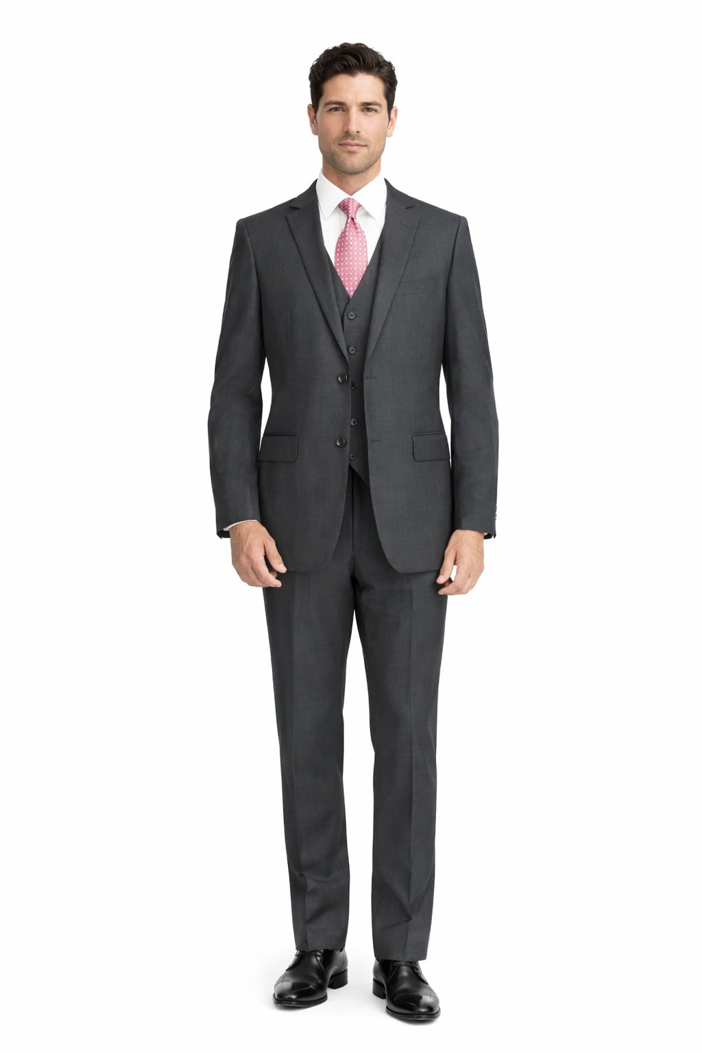 Mens Charcoal Tiglio Suit – Classic 3 Piece Dark Grey Suit for Business, Wedding and Formal Wear - 34 Short or Extra Small