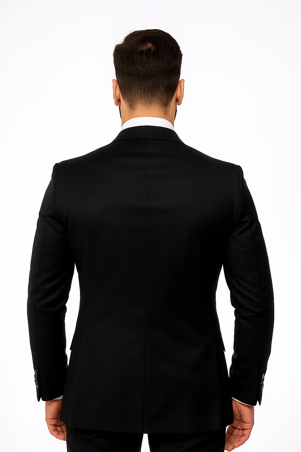 Mens Classic Wool Double Breasted homecoming Suit in Black - New Arrival - 38 Short Jacket+32 Waist Adjustable 28to34)(Height: 5 4 to5 7 )(Neck  15-16.5)S-M)