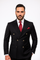 Mens Classic Wool Double Breasted homecoming Suit in Black - New Arrival