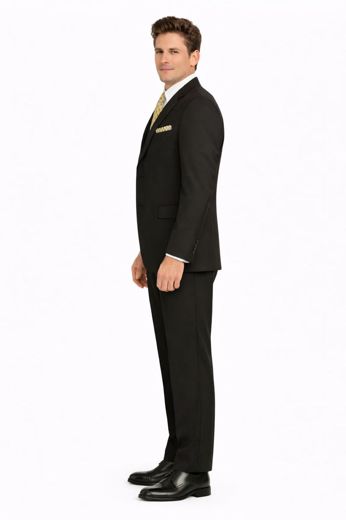 mens-classic-fit-3-button-vested-single-pleated-pant-suit-in-black-New Designer Collection