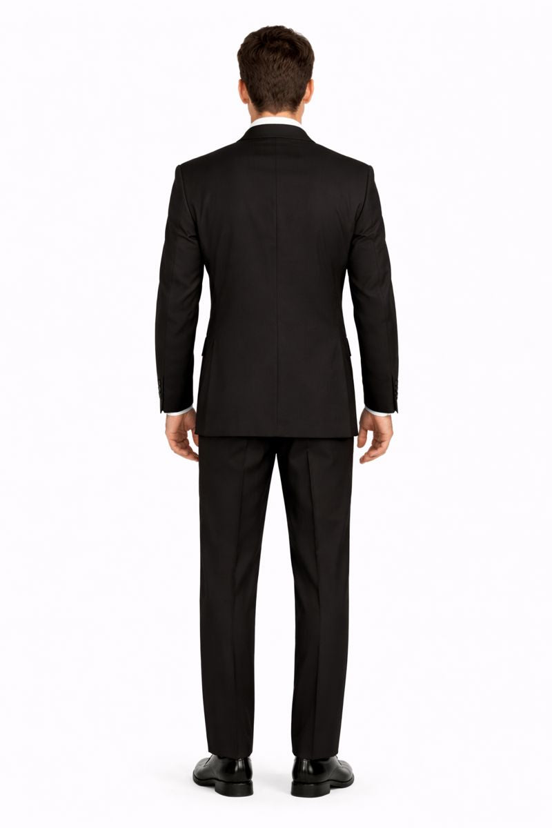 mens-classic-fit-3-button-vested-single-pleated-pant-suit-in-black-New Designer Collection - 34 Short