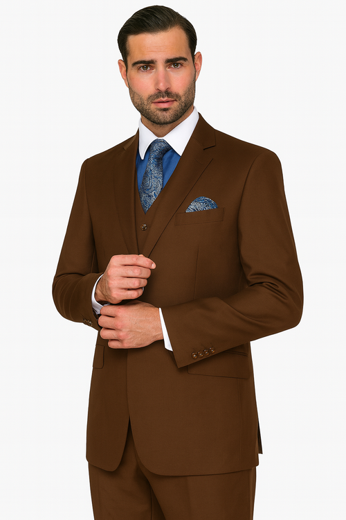 Mens Classic Fit Pleated Pant 2 Button Wool Suit in Indigo Blue - New Arrival