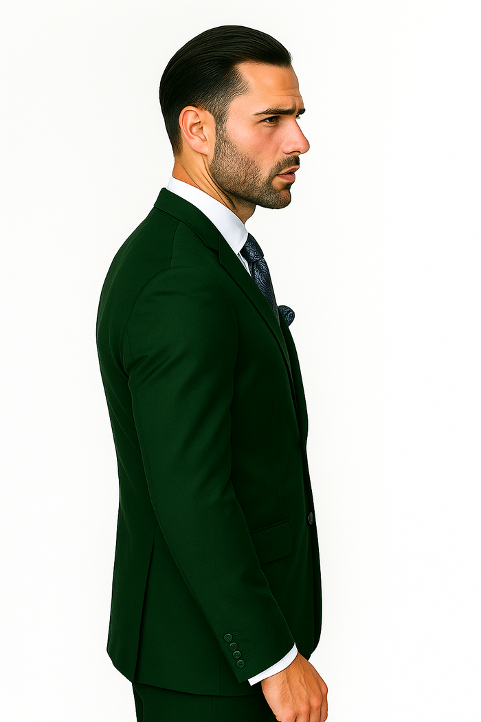 Mens Classic Fit Pleated Pant 2 Button Wool Suit in Indigo Blue - New Arrival