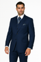 Mens Classic Fit Pleated Pant 2 Button Wool Suit in Indigo Blue - New Arrival