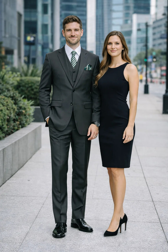 Mens Classic Fit Pleated Pant 2 Button Wool Suit in Olive Green