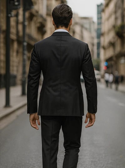 Mens Premium Black Double Breasted Poplin Classic Suit