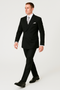 Mens Classic Wool Double Breasted homecoming Suit in Black