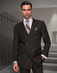 Mens Classic Wool Double Breasted homecoming Suit in Brown