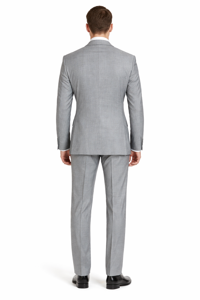 Mens Classic Wool Feel Double Breasted Glen Plaid Suit in Grey-New Designer Collection