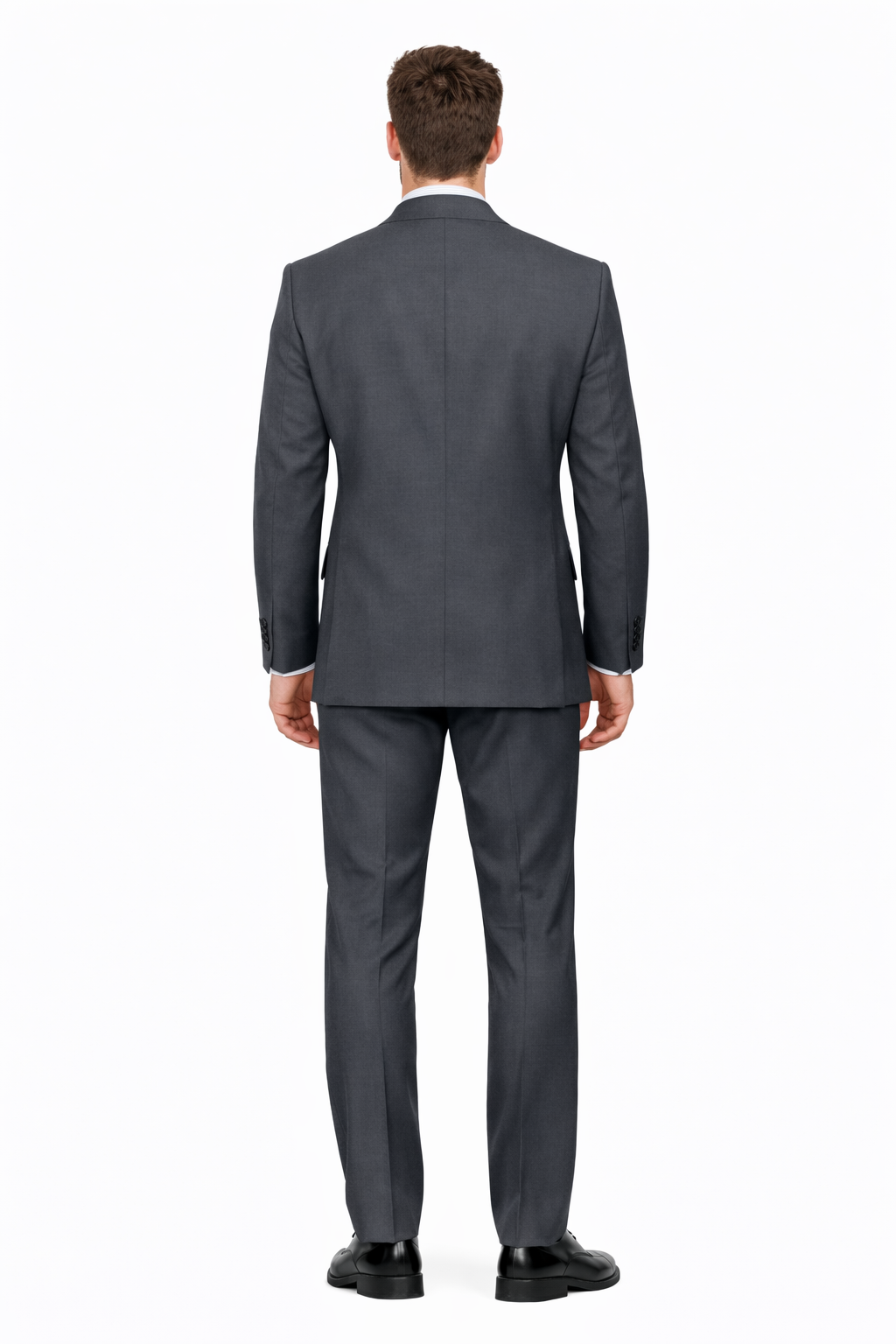 Mens Classic Wool Feel Double Breasted Suit in Heather Grey