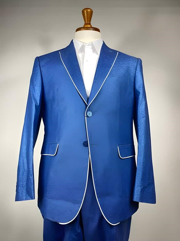 Mens Big and Tall Linen Suits - Royal Blue Pastel Summer Fabric Suit