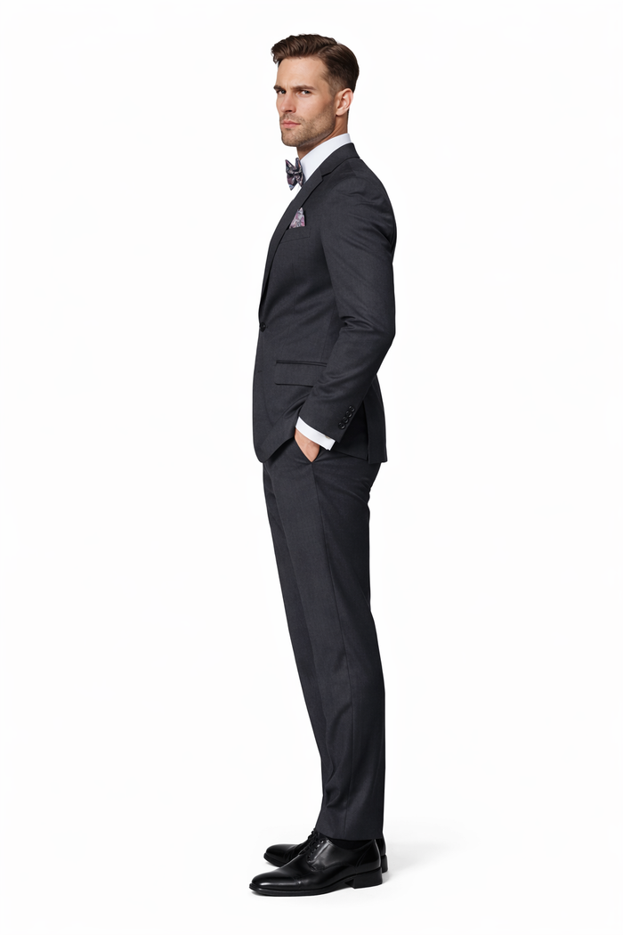Men's Dark Grey Slim Fit Three Piece Suit-New Designer Collection
