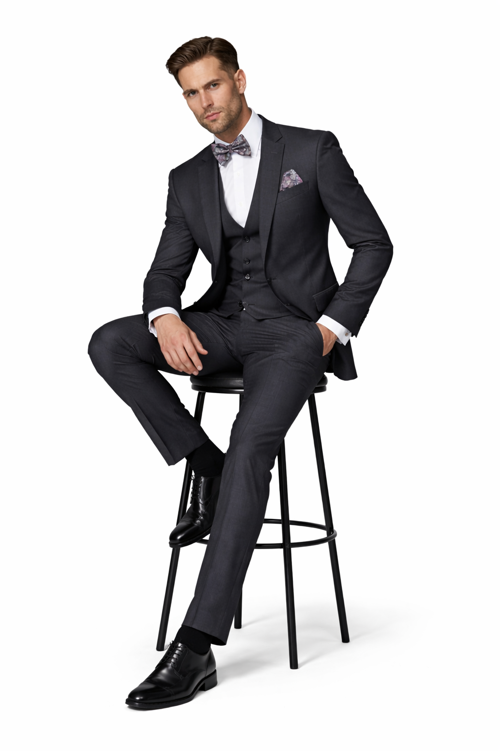 Men's Dark Grey Slim Fit Three Piece Suit-New Designer Collection - 58R