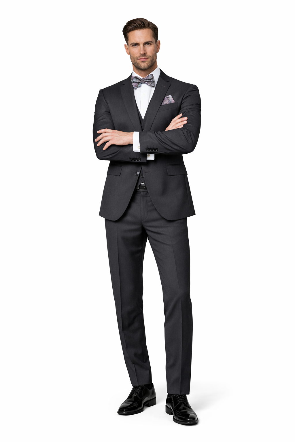 Men's Dark Grey Slim Fit Three Piece Suit-New Designer Collection - 58R