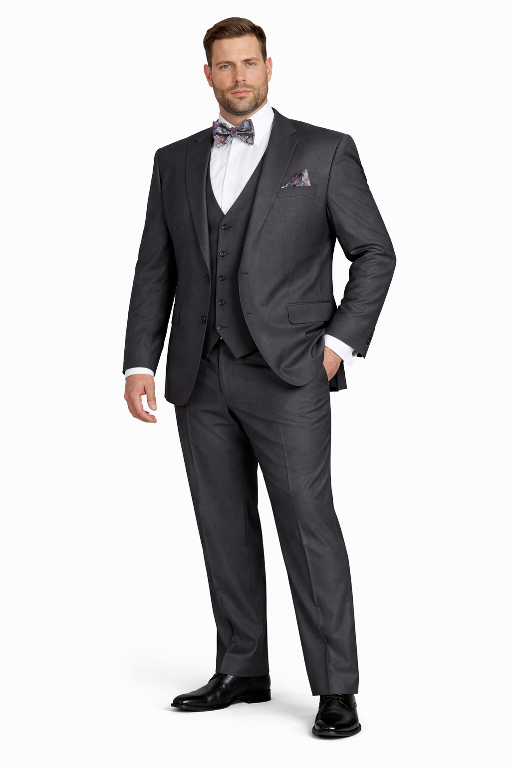 Men's Dark Grey Slim Fit Three Piece Suit-New Designer Collection - 58R