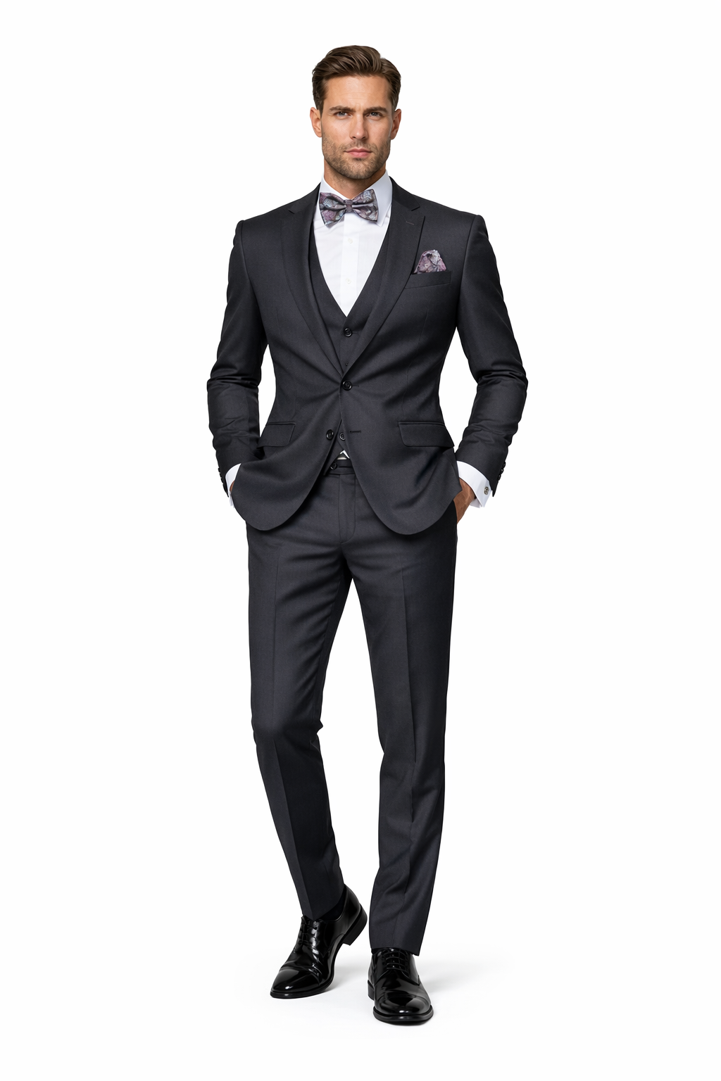 Men's Dark Grey Slim Fit Three Piece Suit-New Designer Collection - 58R