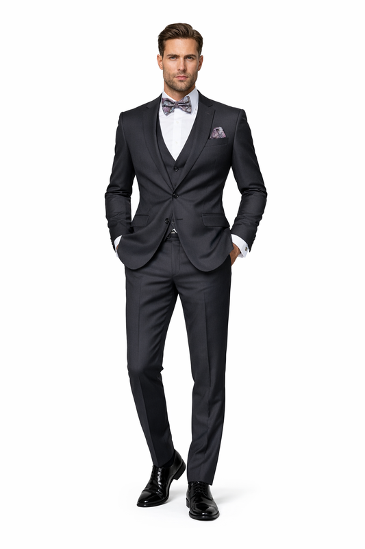 Men's Dark Grey Slim Fit Three Piece Suit-New Designer Collection