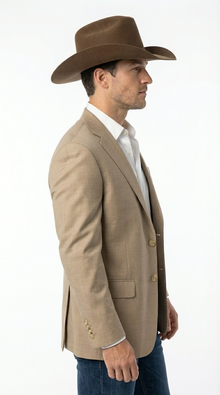 Mens Dark Tan Cowboy Western Blazer – Classic Western Style Sport Coat Casual Formal Jacket for Business Wedding Modern Fit - 36 Short