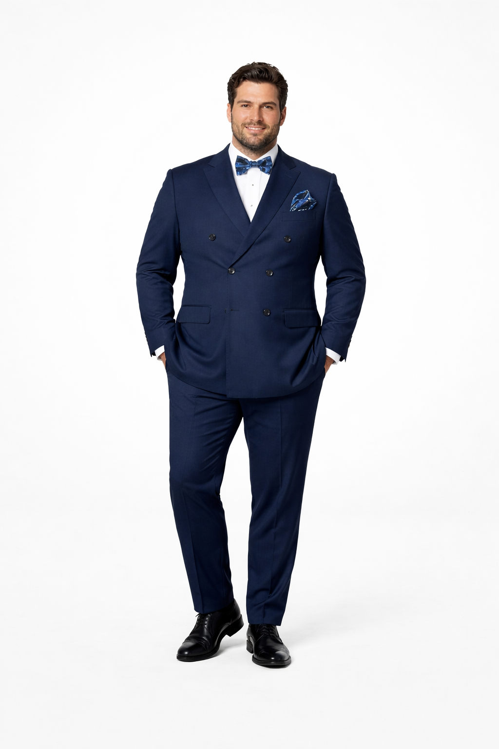 Men's Designer Double Breasted Wool Suit in Sapphire Blue