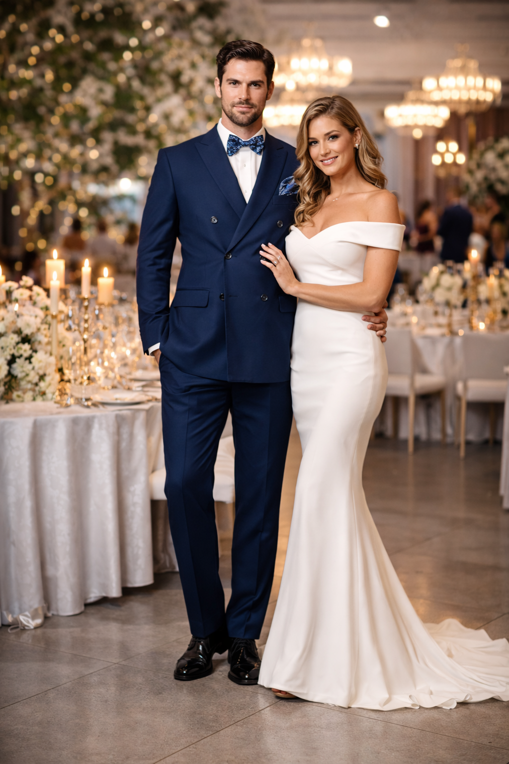 Men's Designer Double Breasted Wool Suit in Sapphire Blue