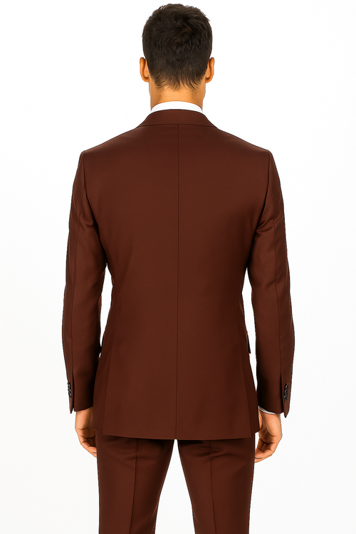 Mens Designer Double Breasted Wool Suit with Gold Buttons in Navy - New Arrival