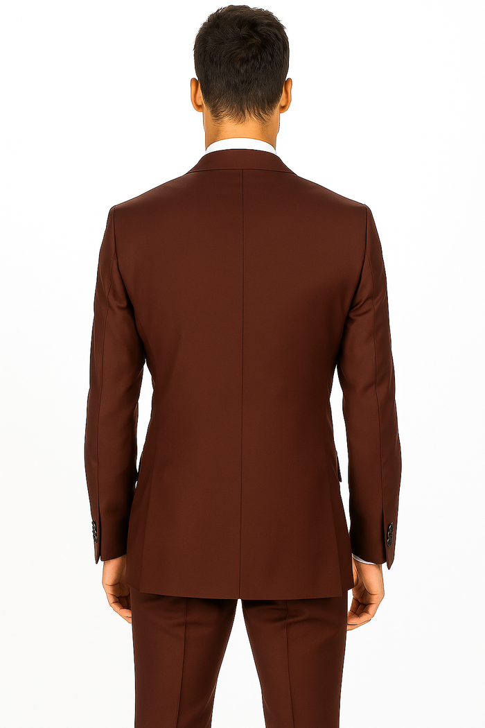 Mens Designer Double Breasted Wool Suit with Gold Buttons in Navy - New Arrival