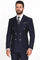 Mens Designer Double Breasted Wool Suit with Gold Buttons in Navy - New Arrival