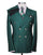 Mens  Designer Modern Fit Double Breasted Wool Feel Suit - Designer Brand with Gold Buttons in Hunter green