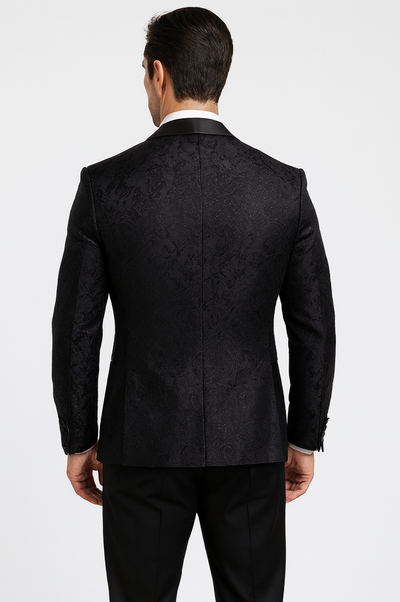 Premium Black Floral Lace Tuxedo for Grooms  Men's Designer Wedding Outfit