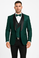 Luxury Floral Lace Wedding Tuxedo in Hunter Green – Men’s Vested Suit