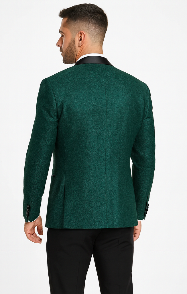 Luxury Floral Lace Wedding Tuxedo in Hunter Green – Men’s Vested Suit - 34 Short or Extra Small