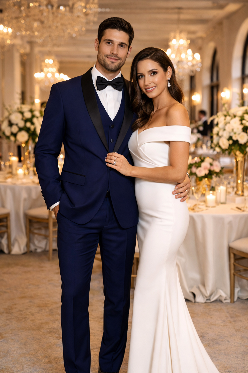 Men's Designer Wool One Button Shawl Lapel Wedding Tuxedo in Sapphire Blue and Black - 36 Short