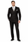 Men's Designer Double Breasted Wool Suit in Bold Black Gangster Pinstripe.