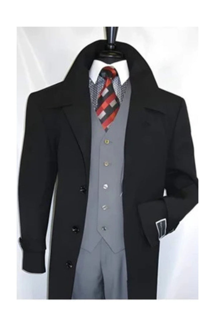 Men's Diamond Duster Overcoat Jet Black