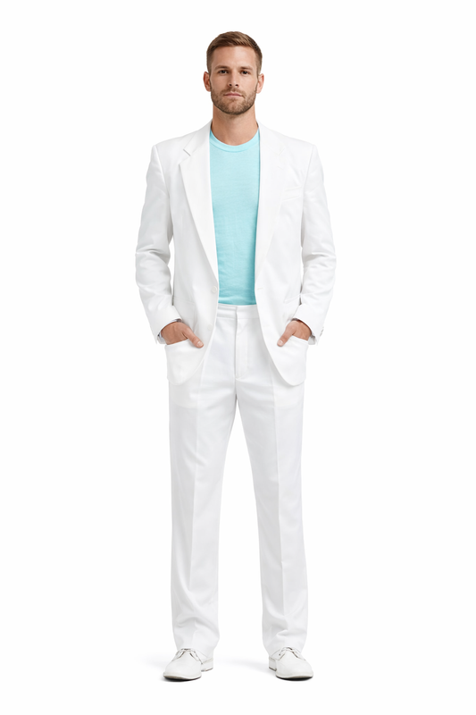 Mens Don Johnson Miami Vice White Suit Costume