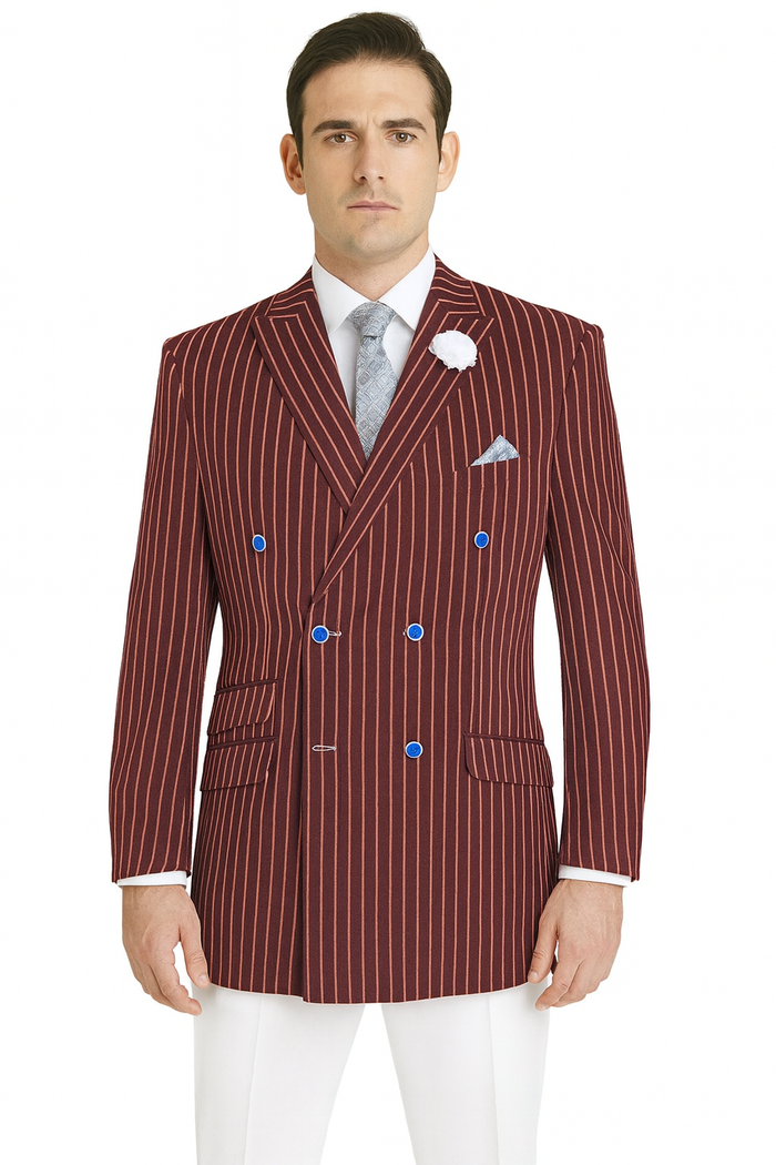 Mens Double Breasted Blazer in Color Navy - Pinstripe Sportcoat - New Arrival