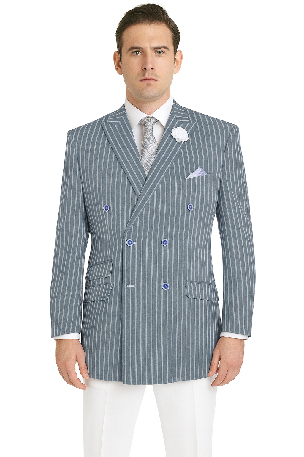 Mens Double Breasted Blazer in Color Navy - Pinstripe Sportcoat - New Arrival - 36 Short