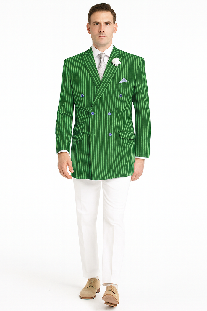 Mens Double Breasted Blazer in Color Navy - Pinstripe Sportcoat - New Arrival