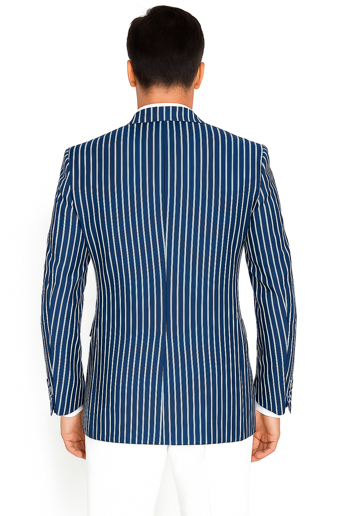 Mens Double Breasted Blazer in Color Navy - Pinstripe Sportcoat - New Arrival