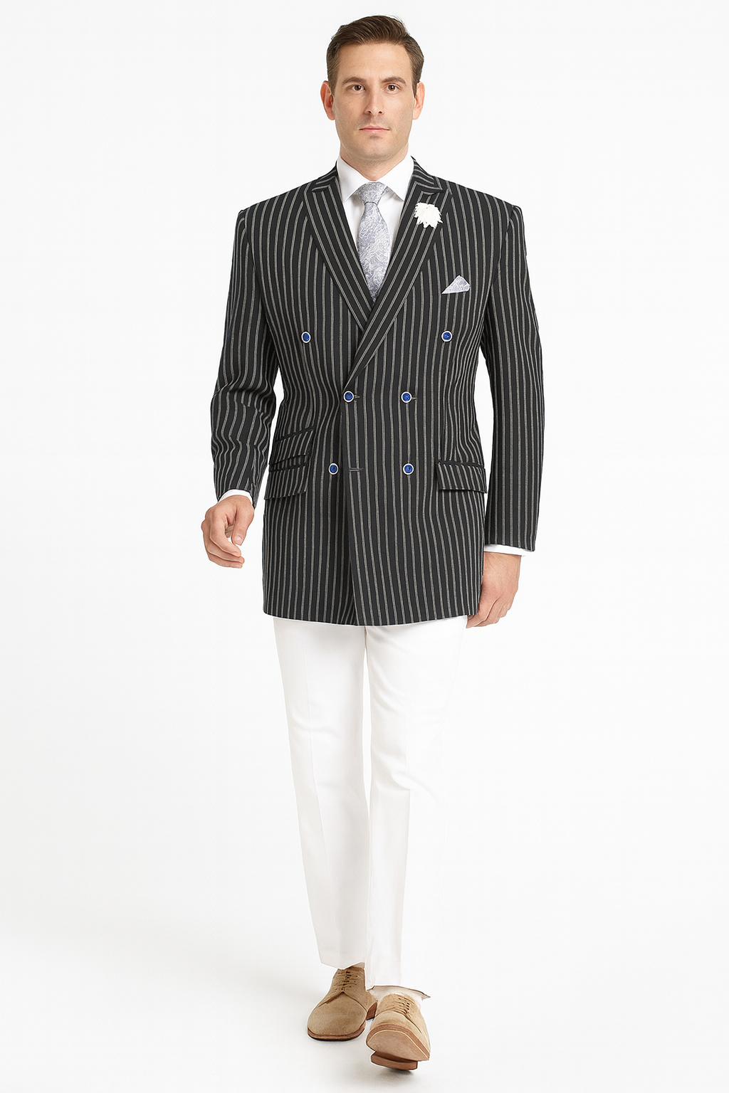 Mens Double Breasted Blazer in Color Navy - Pinstripe Sportcoat - New Arrival - 36 Short