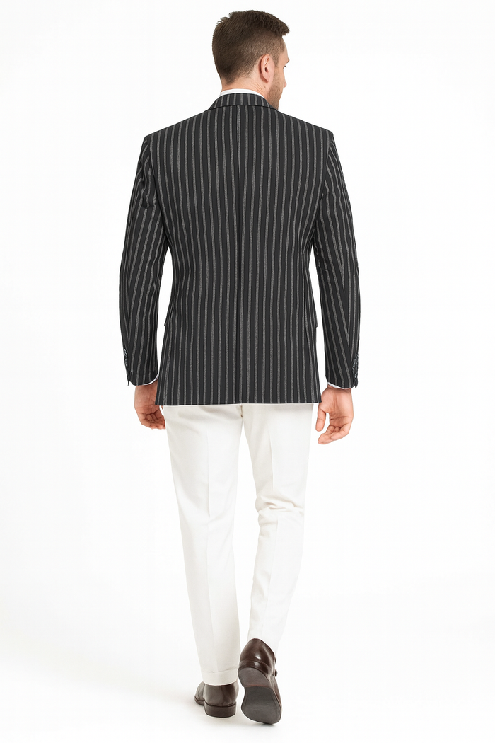 Mens Double Breasted Blazer in Color Navy - Pinstripe Sportcoat - New Arrival