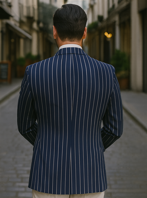 Mens Double Breasted Blazer in Color Navy - Pinstripe Sportcoat - New Arrival