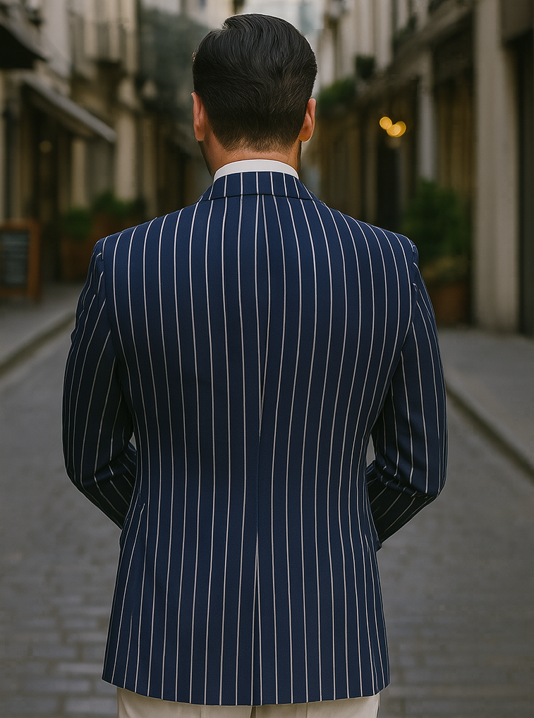 Mens Double Breasted Blazer in Color Navy - Pinstripe Sportcoat - New Arrival - 36 Short