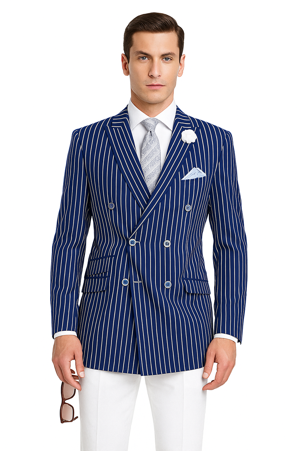 Mens Double Breasted Blazer in Color Navy - Pinstripe Sportcoat - New Arrival - 36 Short