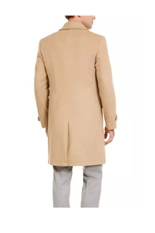 Men's Double Breasted Camel Peacoat - 3/4 Three Quarter Car Coat - Wool Topcoat