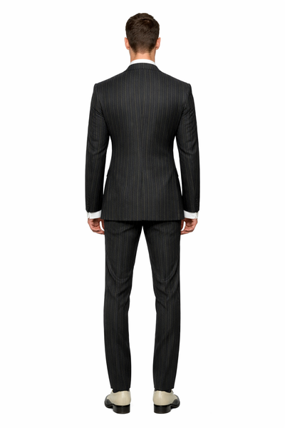 Mens Double Breasted Gangster Pinstripe Six Button homecoming Suit in Black