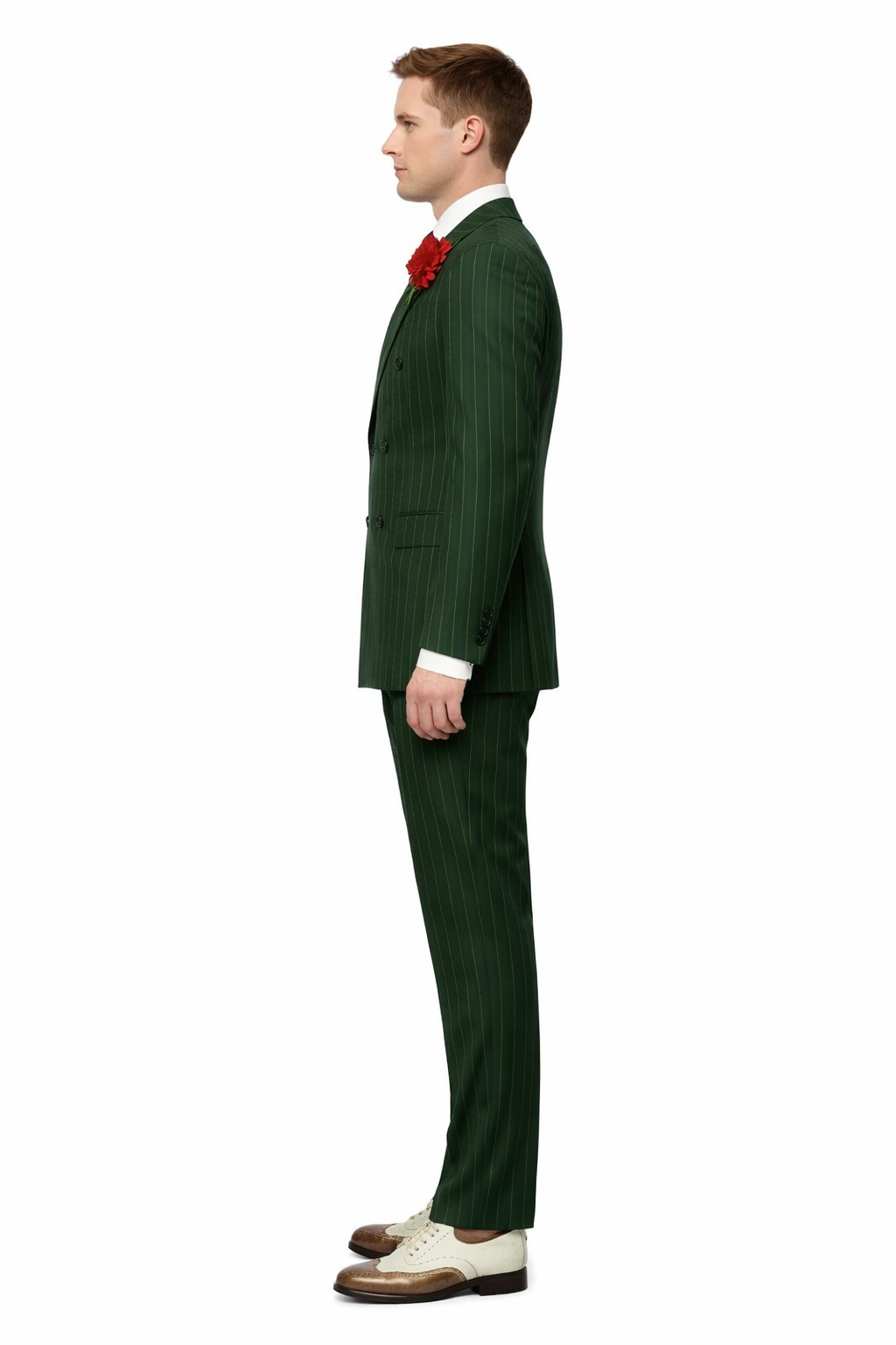 Mens Double Breasted Gangster Pinstripe Six Button homecoming Suit in Black