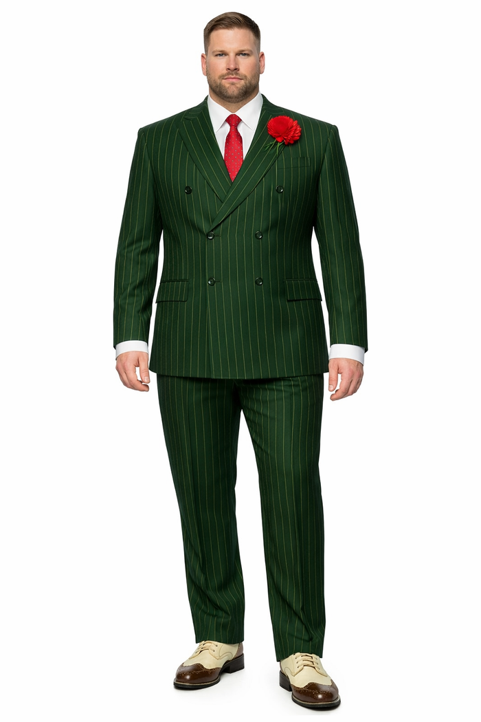 Mens Double Breasted Gangster Pinstripe Six Button homecoming Suit in Black